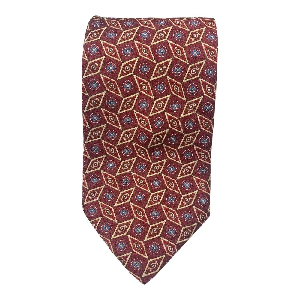 Jos. A. Bank Signature Collection Silk Burgundy‎ Geometric Pattern Men's Tie